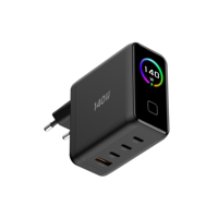 Chargeur mural rapide 140W GaN 4 ports, prise EU, USB C, USB A, adaptateur secteur avec affichage numérique pour ordinateurs portables, téléphones, tablettes