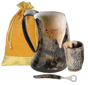 Taza para beber vikingo personalizada de alta calidad, taza de media quema de cuerno de buey Natural, vidrio ecológico, capacidad de 200ml/500ml para café - Product Image 3