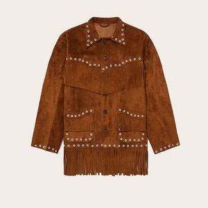 Chaqueta Vaquera con Flecos Personalizada al por Mayor de Primera Calidad para Mujer, Chaqueta Vaquera Occidental y Chaqueta de Cuero para Hombre con Alta Calidad, Suave y Cómoda - Product Image 1