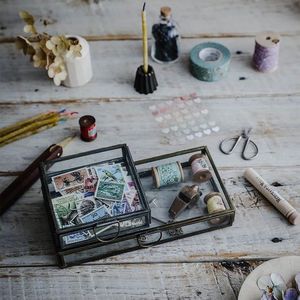 Luxury Gold Brass Glass Jewelry <b>Box</b> Decorative <b>Keepsake</b> Display Organizer Transparent Makeup Case Glass <b>Box</b> for Home Decor <b>Box</b> - Product Image 4