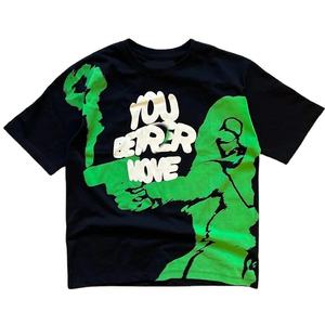 เสื้อยืดโอเวอร์ไซส์ผู้ชาย ขายส่ง ผ้าฝ้าย 100% น้ำหนัก 250 กรัม แขนสั้น ระบายอากาศดี พิมพ์ลาย สไตล์ไฮสตรีท - Product Image 4