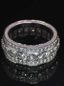<b>Iced</b> Out Women's Eternity Band 925 Sterling Silver VVS Moissanite Diamond Classic Wedding Wear Band For Her - Product Image 4