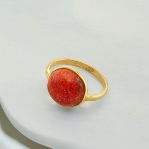 แหวนเทอร์ควอยซ์สีแดงธรรมชาติแหวนชุบทองทำด้วยมืออัญมณี925เครื่องประดับเงินสเตอร์ลิง - Product Image 1