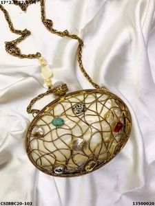 Meilleure qualité artisanat rond sac à main/pochette/dames sac à main mosaïque métal pierre été plage 2024 vente chaude femmes 100 pièces - Product Image 5