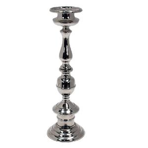 Classic Wide-Base <b>Taper</b> Aluminium Polished Silver <b>Candle</b> Holder with Elegant Flared Stem for Table & Home Decor - Product Image 1