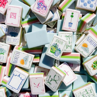 Jeu de tuiles de mahjong américain de luxe, 160 tuiles, en acrylique gravé de qualité supérieure à quatre couches, rose, vert, bleu, style chinoiserie