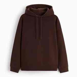 Sudaderas con capucha de gran tamaño con estampado de algodón 100% personalizado para hombre, Sudadera con capucha marrón en blanco con logotipo personalizado y hombros caídos para hombre - Product Image 2