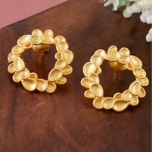 Luxury Gold Plated Designer Circular <b>Earrings</b> Fashionable Jewelry for Women's Casual and Western Outfits - Product Image 1