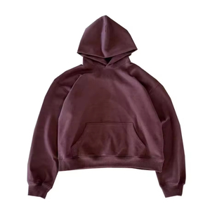 Ensemble 2 pièces à capuche à épaules tombantes et pantalon à jambe droite 100% coton avec fermeture à glissière pour la saison printanière - Product Image 2