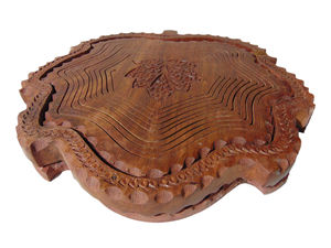 Panier de fruits pliable en bois coupe feuille élégante avec poignée bol en bois décoratif fabriqué à la main pour collations fruits - Product Image 2