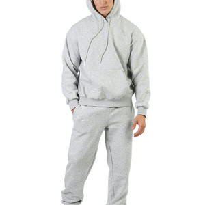 Survêtement d'entraînement en polaire pour hommes, ensemble de deux pièces avec impression solide, survêtement de jogging grande taille pour l'entraînement - Product Image 1