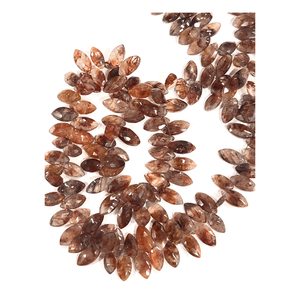 AAA Natural marrón fresa cuarzo facetado Marquesa forma Briolette cuentas 7x14mm tamaño 17 pulgadas hebra - Product Image 1