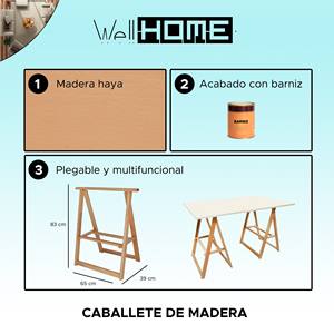 WELL HOME Cavalletto in Legno di Faggio 83cm, Altezza Regolabile, Finitura Non Verniciata - Product Image 2