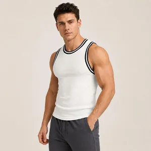 Débardeur sans manches en tricot respirant pour homme, taille plus, col rond, couleur unie, vêtement décontracté, polyester/coton - Product Image 2
