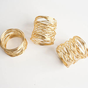 ขายส่งแหวนผ้าเช็ดปากลวดตกแต่งผ้าเช็ดปากหัวเข็มขัดสำหรับสายรัดทองกุหลาบรอบโลหะเงินอุปกรณ์แสงแต่งงาน Eco - Product Image 5