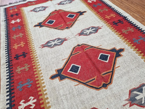 Handwoven Wool Jute Kilim <b>Rug</b> Large Area <b>Rug</b> with High Pile Abstract Pattern for Living Room Bedroom Dining Room - Product Image 4