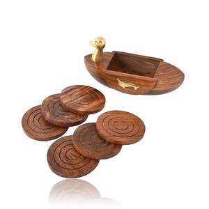 Handcrafted High Quality Natural Wooden Polished <b>Coaster</b> Bohemian Style Eco-Friendly Customizable <b>Drink</b> <b>Coaster</b> for Stylish - Product Image 1