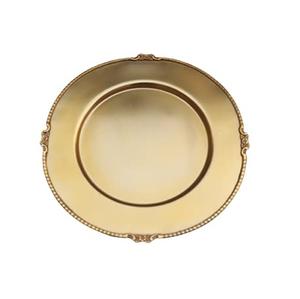 Placa de cargador dorada con vajilla metálica redonda y borde liso Acento elegante para comedor de lujo y festivo - Product Image 6