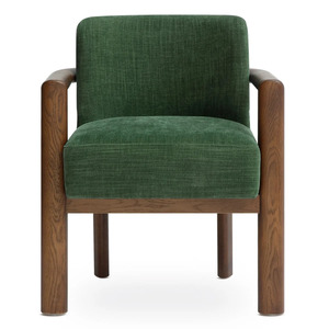 Silla de Comedor Moderna de Madera, Silla de Acento Tapizada con Brazos, Silla Lateral de Tela Verde para Comedor y Sala de Estar - Product Image 6