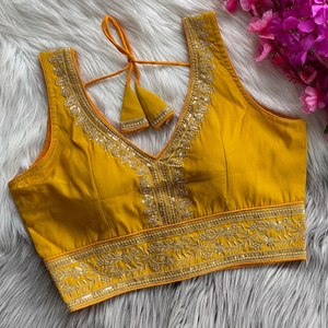 Ready to Wear Indian Designer Traditional Handcrafted Embroidered Sequence Work <b>Blouse</b> with Back Design for Saree and Lehenga - Product Image 1