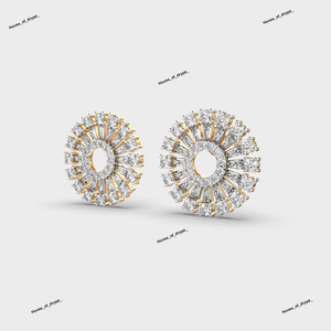 ต่างหูเพชรโมอิสซาไนต์ทรงเรเดียนท์ซันเบิร์สต์ ดีไซน์หรูหรา ประดับเพชรทรงบาแกตต์และทรงกลม สำหรับผู้หญิง - Product Image 4
