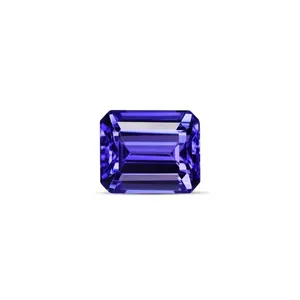 Pierre précieuse minérale facettée Tanzanite 12x10mm AA+ taille princesse, taille coussin carrée avec zircon vert de 8mm de hauteur créé en laboratoire - Product Image 1