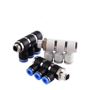 QKF ข้อต่อทองเหลืองใหม่วาล์วควบคุมแบบกดต่อการเชื่อมต่อเกลียวพลาสติกโลหะเครื่องจักรนิวเมติก - Product Image 4