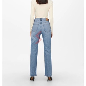 2025 Blue High <b>Waist</b> Full Length <b>Jeans</b> Women Denim <b>Jeans</b> Fashion Mom Pockets Style Skinny <b>Jeans</b> Woman OEM Serviced Custom - Product Image 3