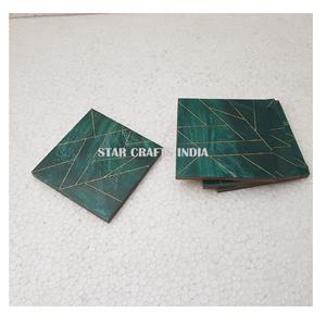 Dessous de verre carré en résine de bois avec incrustation en métal Liège Art Absorbant nordique pour boisson Dessous de verre à sublimation personnalisés - Product Image 1