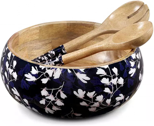 ชุดช้อนชามไม้พิมพ์ลายเคลือบทำจากไม้เรซินไม้สดทนทานกระจายกล่องบรรจุชามเสิร์ฟซัพพลายเออร์อินเดีย - Product Image 5