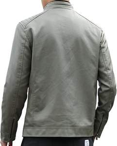 แจ็กเก็ตมอเตอร์ไซค์หนังเทียมคอตั้งลำลองของผู้ชายแจ็คเก็ตขี่มอเตอร์ไซค์สไตล์สตรีท - Product Image 1