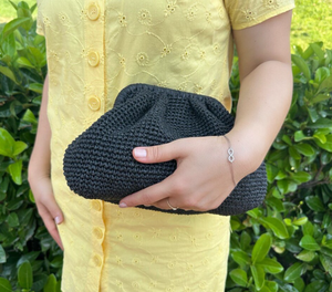 Black Raffia <b>Bag</b> - <b>Boho</b> Beach Tote <b>Bag</b> - Handmade Gift - Product Image 1