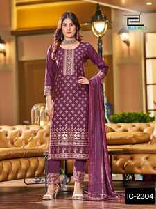 Nuevas mujeres Western Wear Ready Made Rayon Kurtis con pantalón y Dupatta Set para Festival Wear Salwar Kameez Suit y Silk Saree - Product Image 2