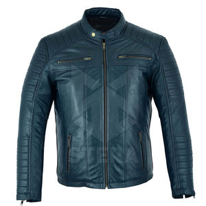 Veste en cuir pour homme, col montant, en cuir de vache, décontractée, imperméable, écologique, respirante, chaude pour l'hiver, abordable - Product Image 1