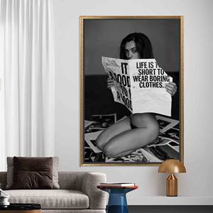 Impresión Artística de Mujer Sensual: Decoración Erótica en Lienzo para Pared de Dormitorio, Lienzo con Marco Dorado - Product Image 1