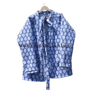Chaqueta Acolchada Vintage de Algodón Indio Hecha a Mano para Mujer, Elegante, Reversible, con Estampado Floral, Otoño Invierno, Ecológica - Product Image 2