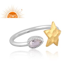 Meilleure vente argent sterling cristal naturel Quartz pierre précieuse anneau réglable fabricant de bijoux personnalisés - Product Image 3