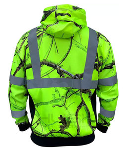 Sweat à capuche personnalisé avec fermeture éclair, réfléchissant 3D fluorescent, pour l'hiver, en coton/polyester polaire, sérigraphié - Product Image 4