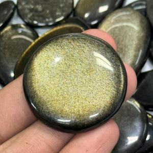 Obsidienne en or brillant forme ovale pierre précieuse en vrac incroyable cabochon lisse en obsidienne dorée pour la fabrication de bijoux fantaisie gemmes - Product Image 5