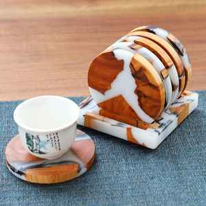 Sous-verres en bois faits à la main au design classique moderne Décoration unique pour la maison avec résine Meilleure vente Qualité d'exportation - Product Image 5