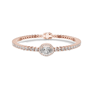 Bracelet tennis ovale halo en diamant de laboratoire 3.837 CT, taille brillant ovale et ronde, or 10KT, 14KT, 18KT et argent 925, rose - Product Image 3