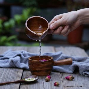 Louche à eau en bois Rétro Bailer en bois Cuillère à riz en bois Cuillère à sel de bain Cuisine Louche de service Louche à eau japonaise avec poignée - Product Image 2