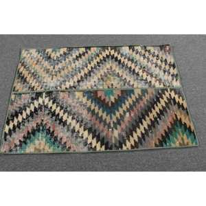 Tapis turc vintage 2,1 x 3,1 pieds, petit tapis, tapis en laine camouflage vert brun - Product Image 3