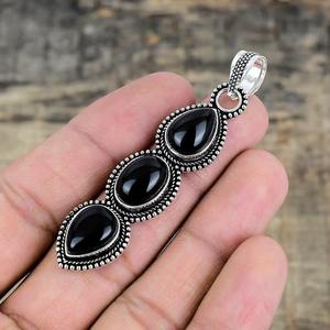 925เครื่องประดับจี้เงินแท้คลาสสิกสำหรับผู้หญิง925เงินสเตอร์ลิงสีดำพลอยนิลสไตล์ Boho ทำด้วยมือของขวัญจี้ - Product Image 4