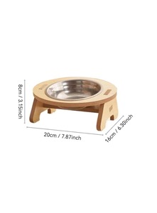 2 en 1 Prácticos suministros de madera para mascotas Antideslizante Tazón de comida para perros de gran capacidad con soporte Estilo animal pulido - Product Image 2