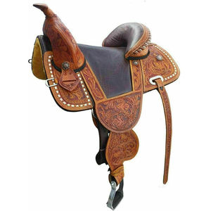 Selle de cheval sans arçon en cuir de qualité supérieure pour le Western Pleasure, le Trail et le Barrel Racing - Product Image 1