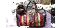 Sac de voyage vintage Moroccan Soul Lkilim avec fermeture éclair, deux poignées, en coton recyclé, forme de baril, doublure en toile, unisexe, modèle MA 1015