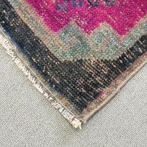 <b>Rug</b>, 1.2x2.5 ft Vintage <b>Rug</b>, <b>Black</b> Check <b>Rug</b> Wool - Product Image 4