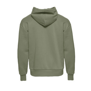 Sweat à capuche pour homme en coton coupe régulière vert olive, couleur unie de haute qualité, marque privée, kangourou, poche, coton - Product Image 2