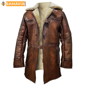 SAMAVIA abrigo de cuero genuino para hombre, gabardina de piel de zorro azul Natural, alta calidad, un solo botón, Primavera, largo, grueso, antiarrugas - Product Image 4